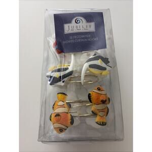 Vintage Jubilee Under The Sea Fish Decorative Resin Shower Curtain Hooks 12 pc